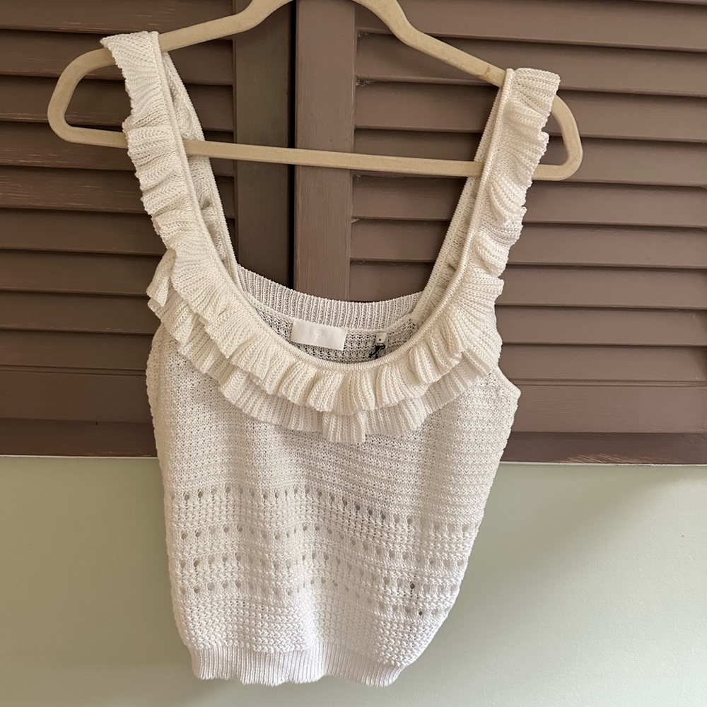 NWT 7 For All Mankind Sleeveless Sweater Tank Top Off White Size M
